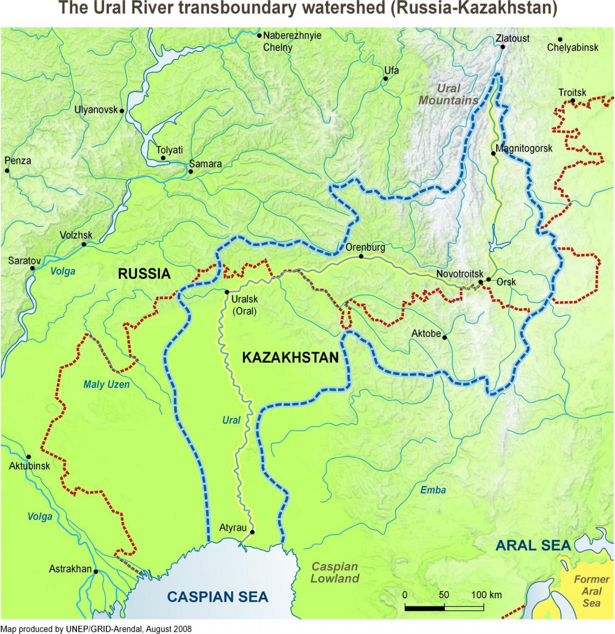 ਨਕਸ਼ਾ ਕਜ਼ਾਕਿਸਤਾਨ ਦੇ ਦਰਿਆ